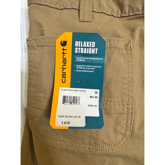 Carhartt Relaxed Straight Rigby Dungaree Size W40 L30 NWT Pants Pockets $50 - Picture 3 of 8